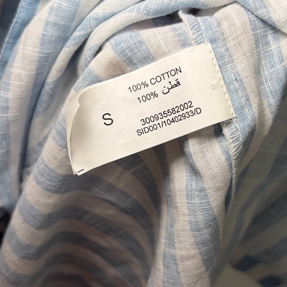 Bombay Paisley Light Blue Striped Cotton Button Front Midi Dress Pockets Summer - Picture 9 of 13